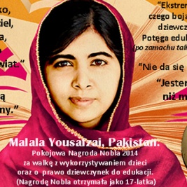 Powiększ obraz: Malala Yousafzai, 2014, POKOJOWA NAGRODA NOBLA